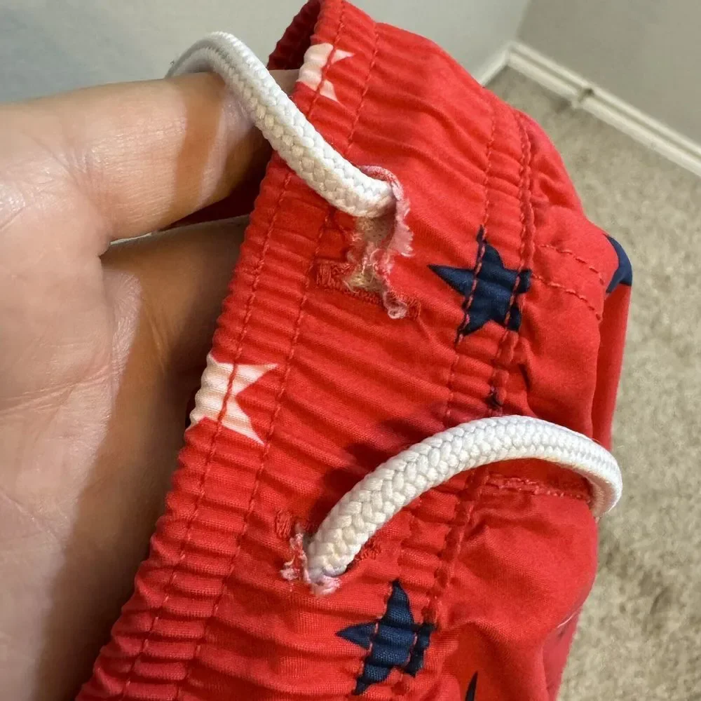 SOUTHERN TIDE SKIPJACK Boys Swim Trunks Size L 12/14 Stars Red White Blue Patrio